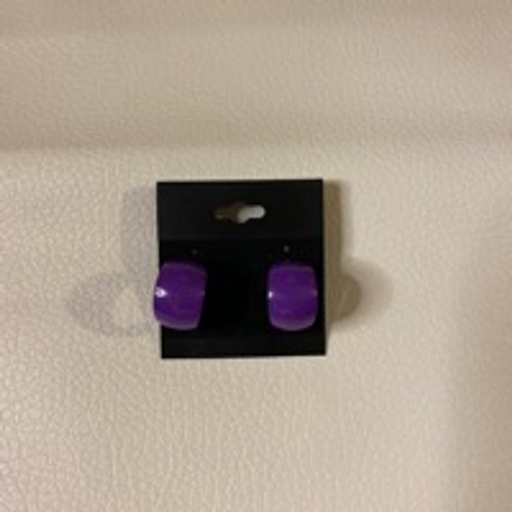 Vintage Purple Clip On Women's Hoop Earrings